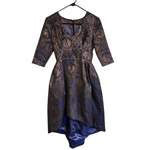 DAO Chloe DAO Blue Gold Brocade Dress Size 0